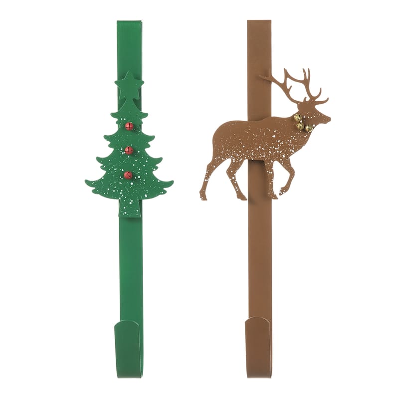 Glitzhome 25"H Artificial Christmas Flocked Berry, Ornament and Pinecone Ribbon Teardrop Door Hanging Decor