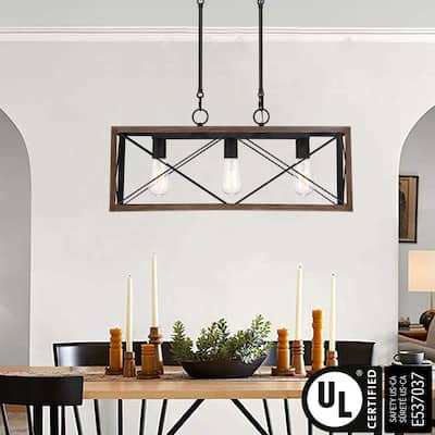 Acroma 3-light Rectangle Island Chandelier for Dining Room - 25 inches