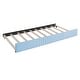 preview thumbnail 12 of 10, Twin Size Daybed with Pull-out Twin Trundle Bed & Wood Slat Support, Velvet Upholstered Bed Frame for Bedroom, Light Blue