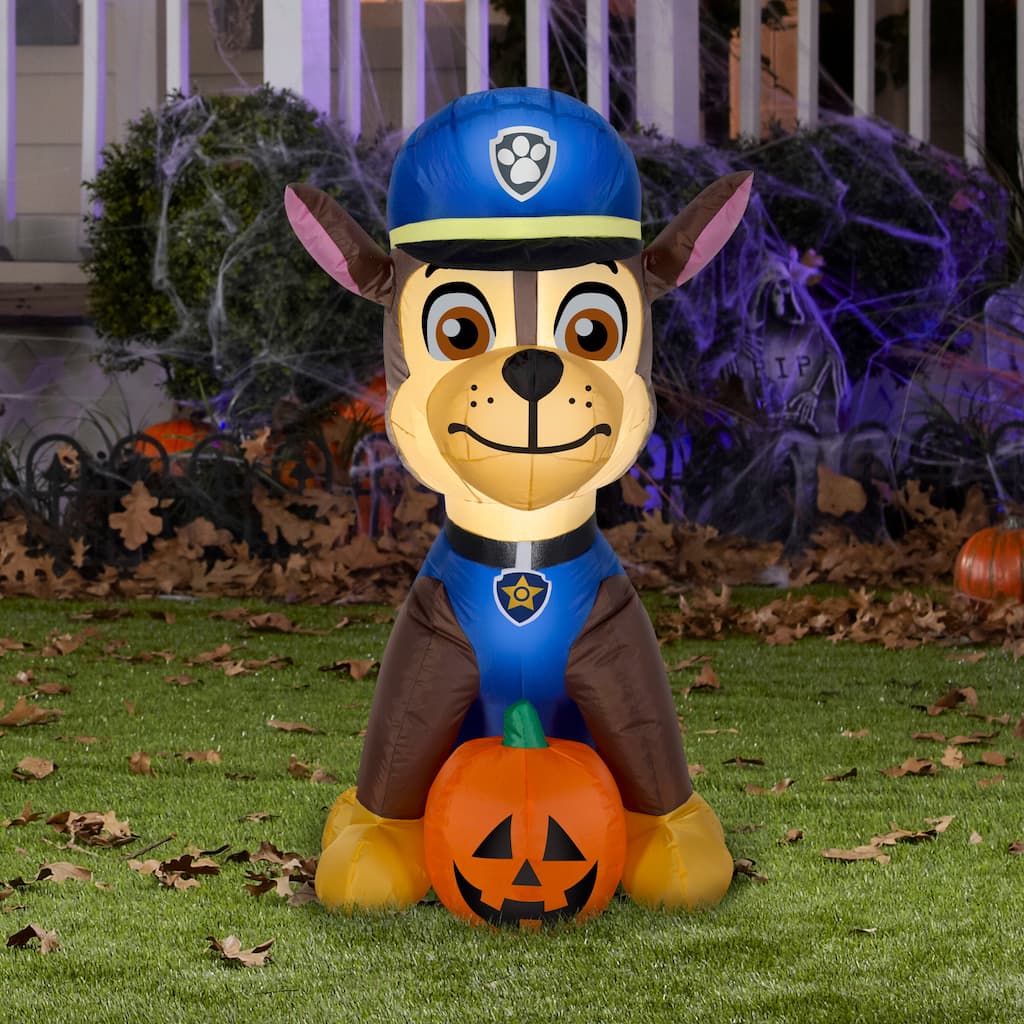 Gemmy Airblown Paw Patrol Chase w/Pumpkin Nick, 3 ft Tall, Multicolored
