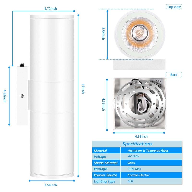 Dusk to Dawn Outdoor Lighting Sensor Wall Lights, IP65 Waterproof Aluminum for Porch Patio etc