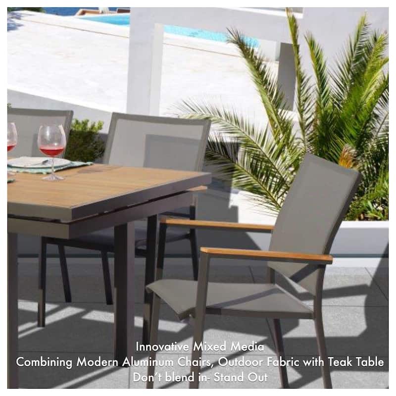 Catania Dark Gray 9-Piece Aluminum Outdoor Dining Set with Sling Set in Pewter - N/A