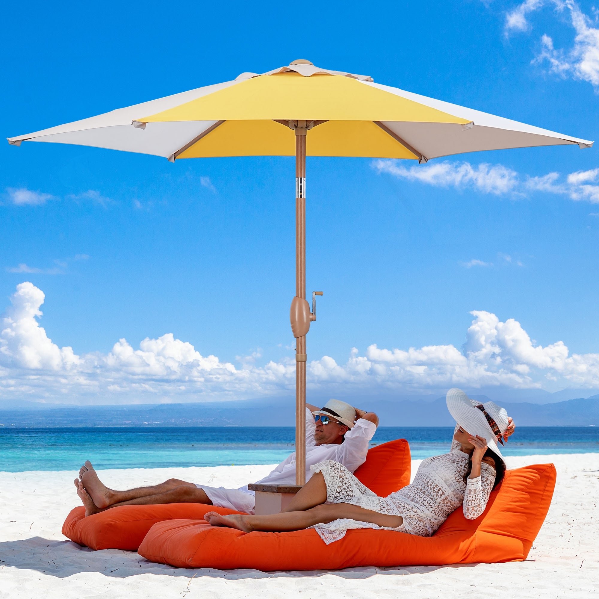 brown patio umbrella free shipping Northlight 9 ft. Outdoor Market Patio Umbrella with Wooden Pole in Brown  32881076