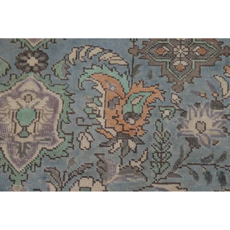 Blue Tabriz Persian Area Rug Hand-Knotted Bedroom Wool Carpet - 6'9"x 9'5"