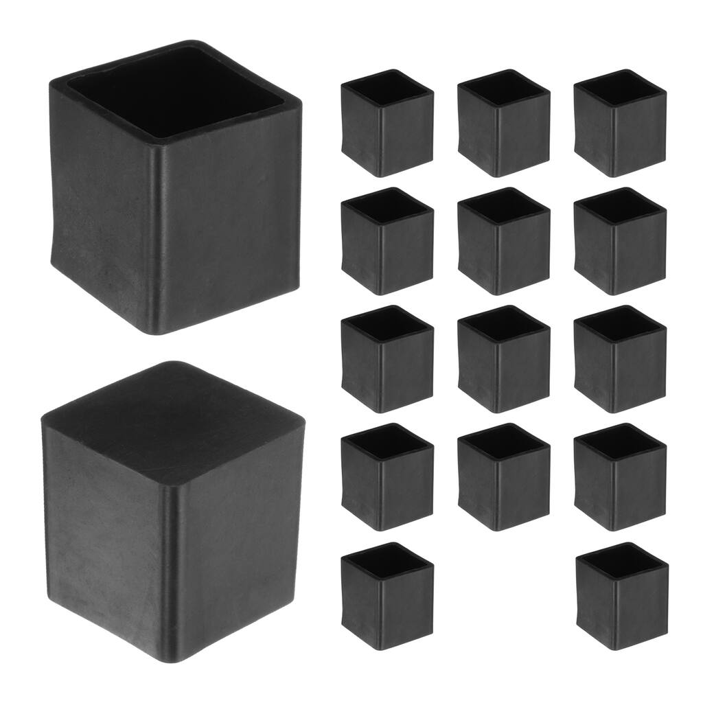 Square Chair Leg Caps PVC Chair Leg Floor Protectors, Black
