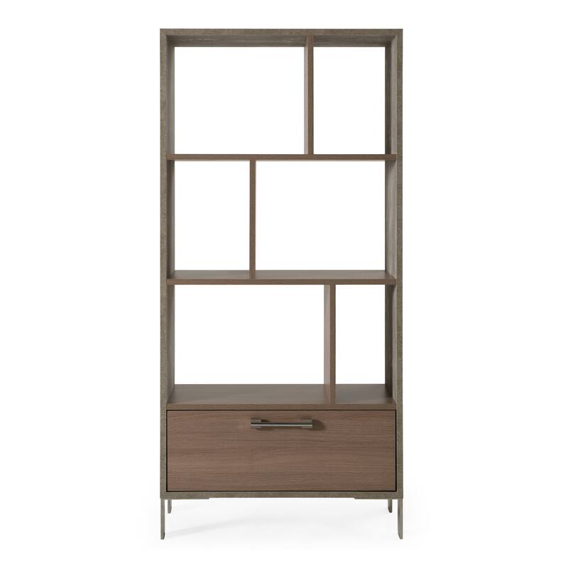 Nova Domus Boston Modern Brown Oak & Faux Concrete Bookcase