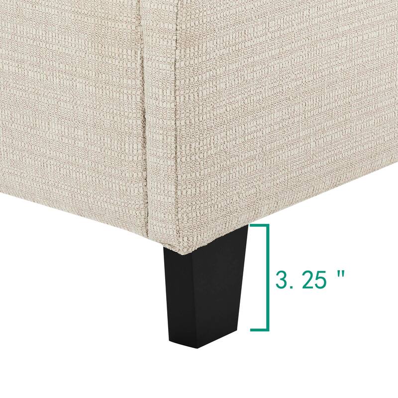 Beige Tufted Upholstered Queen Platform Bed with Headboard