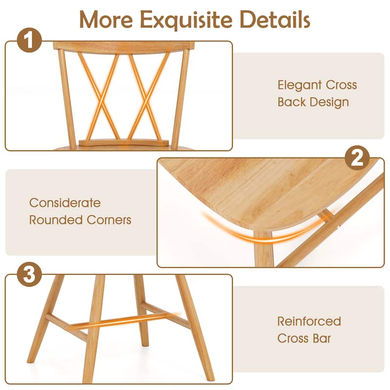Costway Dining Chairs Set of 2/4 Farmhouse Kitchen Chair with Rubber