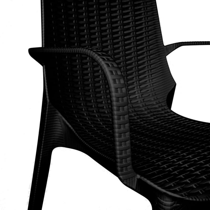 Kent Modern Outdoor Stackable Rattan Style Patio Dining Chair in Weave Design Side Armchair - 35" Height