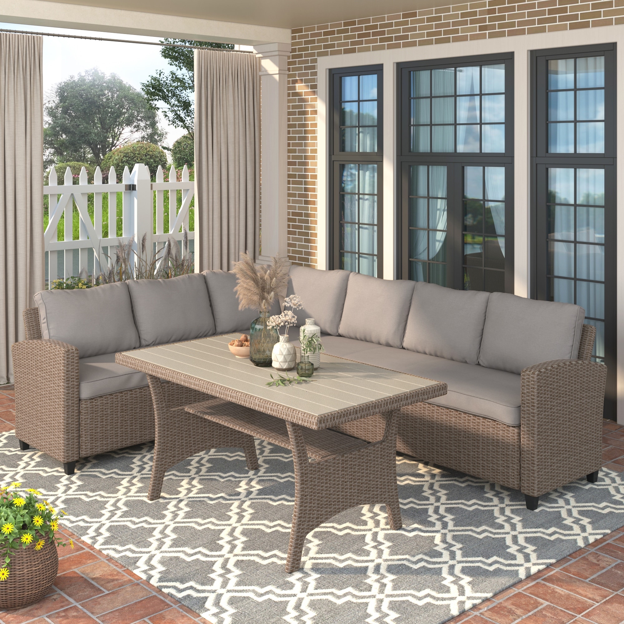 Sectional sofa shop patio dining set