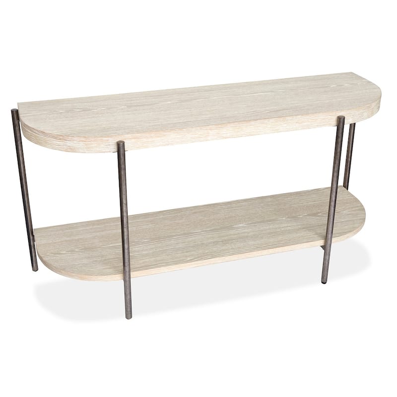 Magnussen Home Jennings Edgecomb Grey and Weathered Antique Nickel Demilune Sofa Table - 56''W x 18''D x 28''H