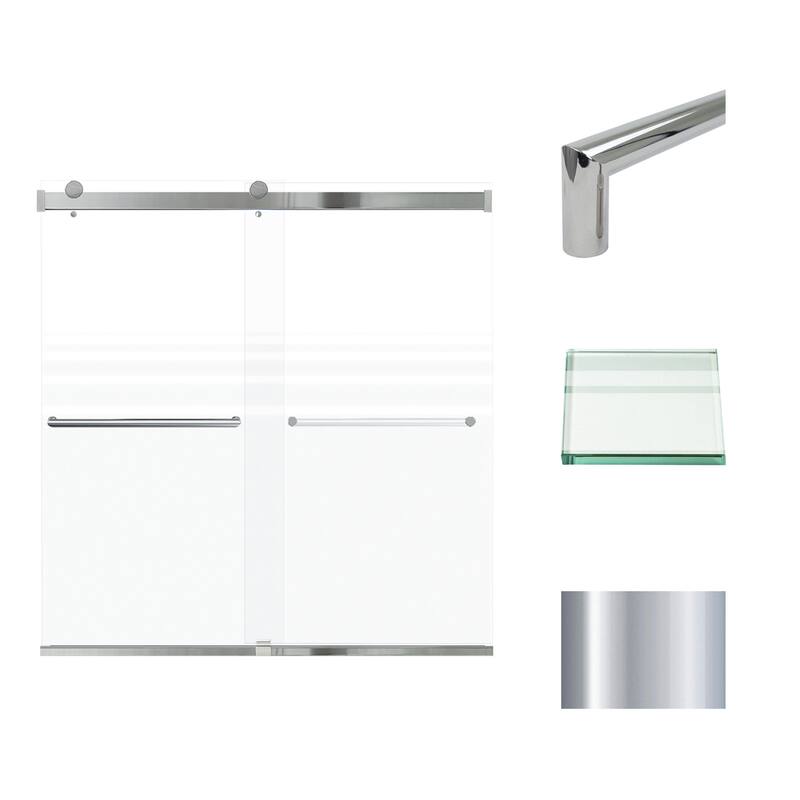 Transolid BRP606208F-T 62" High x 60" Wide Bypass Frameless Shower - Polished Chrome