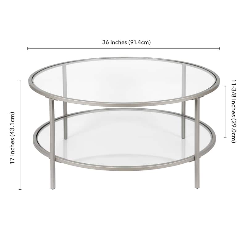 Sivil 36'' Wide Round Coffee Table with Glass Top - 36" Wide