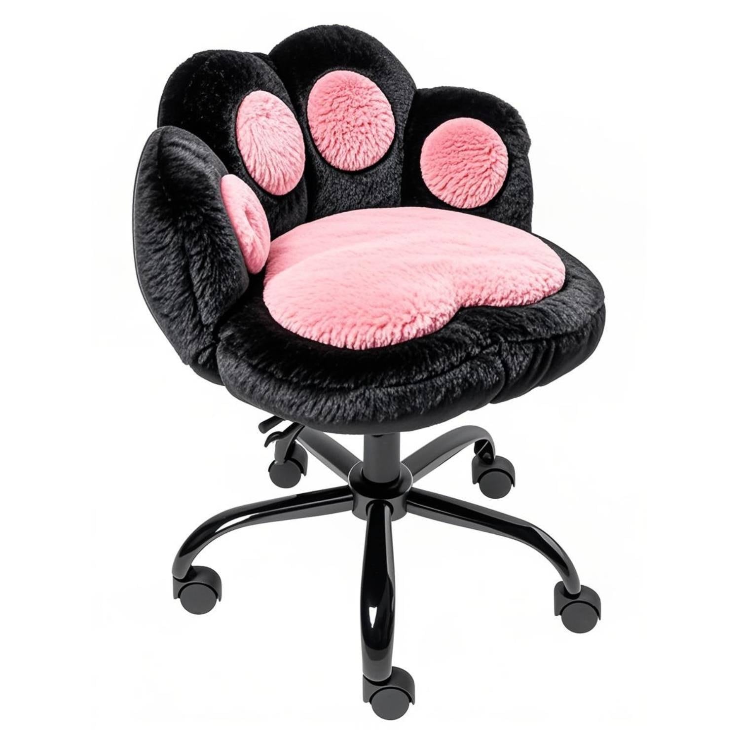 360°Rotating Height Adjustable Cute Cat Paw Office Chair with Wheels for Bedroom, Home Office