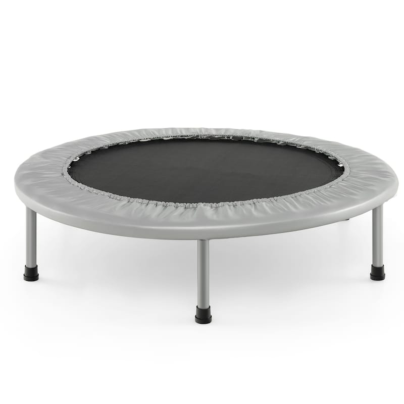 38" Foldable Trampoline with PP Jumping Mat and Anti-Scratch PVC Padding for Safety - 38"φ x 7.5" - Grey