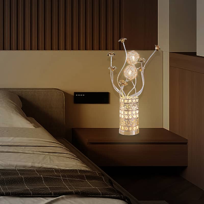 LED Aluminum Golden Rose Bud Flower Table Lamp