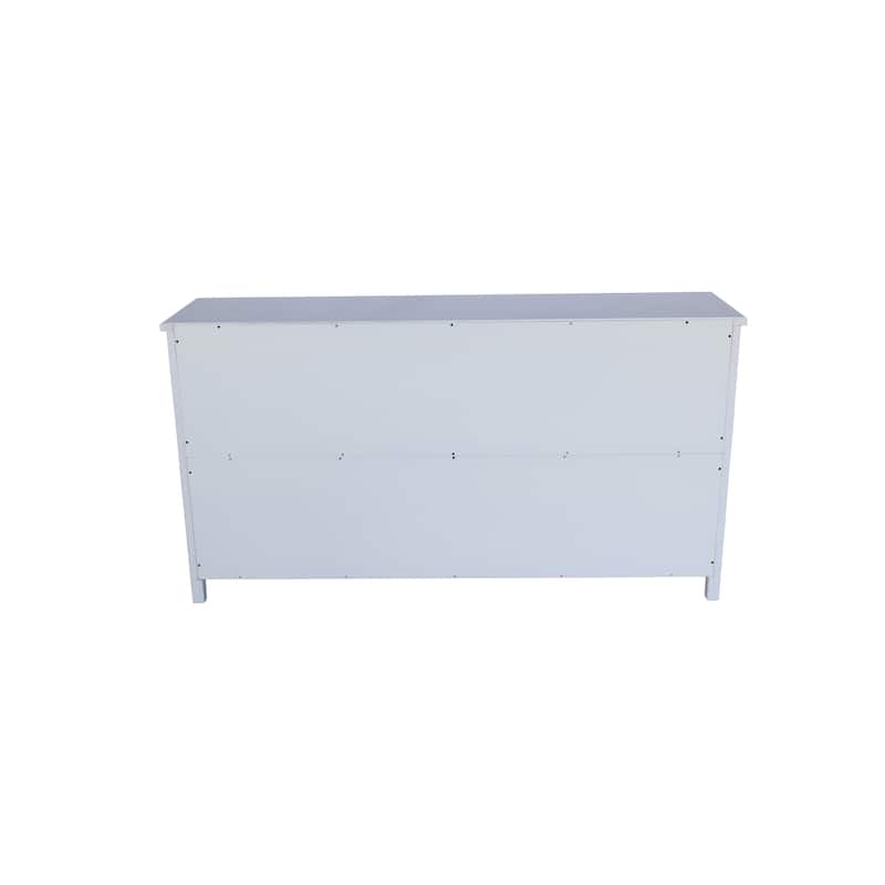 60"White Accent Cabinet With 4 Doors,Rustic Wood Sideboard Pantry Cabinet-Versatile Buffet Cabinet With Storage
