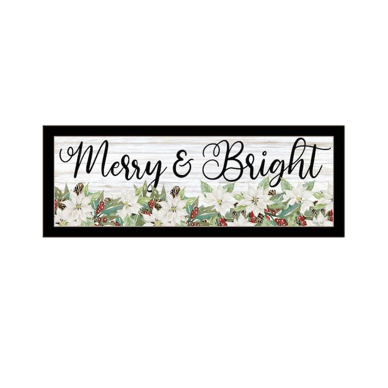 TrendyDecor4U Contemporary "Merry & Bright" Framed Print Wall Art - Black
