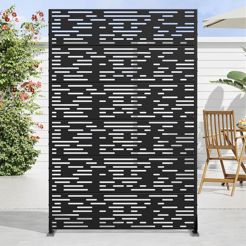 Dovelina 6ft.x 4ft. Outdoor Freestanding Metal Privacy Screen Decorative Garden Fence - 72"x47" - Black
