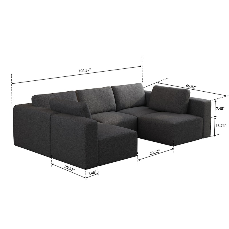 104"x71" Modular Sectional Sofa Sleeper, Chaise, Ottoman, U-Shaped