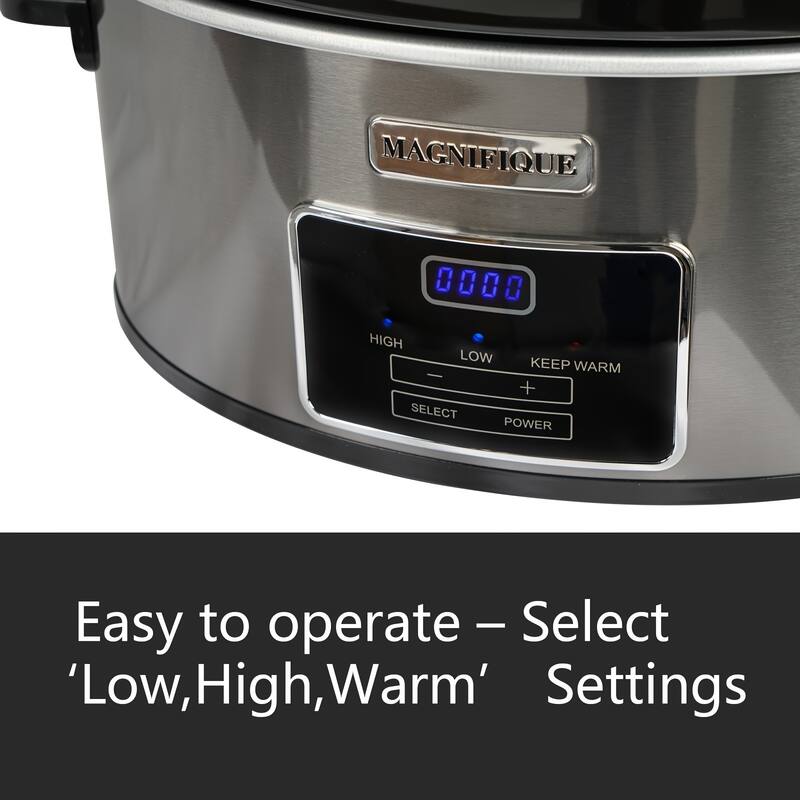 Magnifique 7 Qt Oval Dark Stainless Steel Digital Slow Cooker