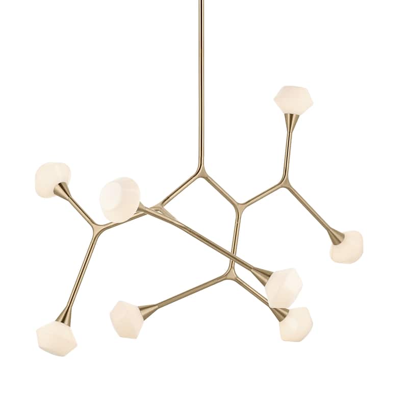 Cassius 52.5 Inch 8 Light Convertible Chandelier with Opal Glass in Champagne Bronze