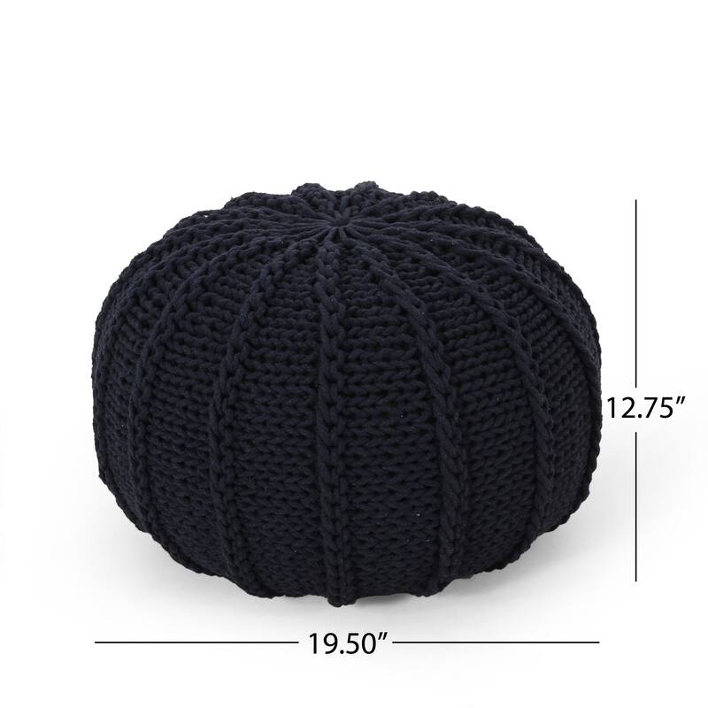 Bordeaux Knitted Cotton Round Pouf,Comfortable choice, multiple functions, classic design, and cozy cornersCoral