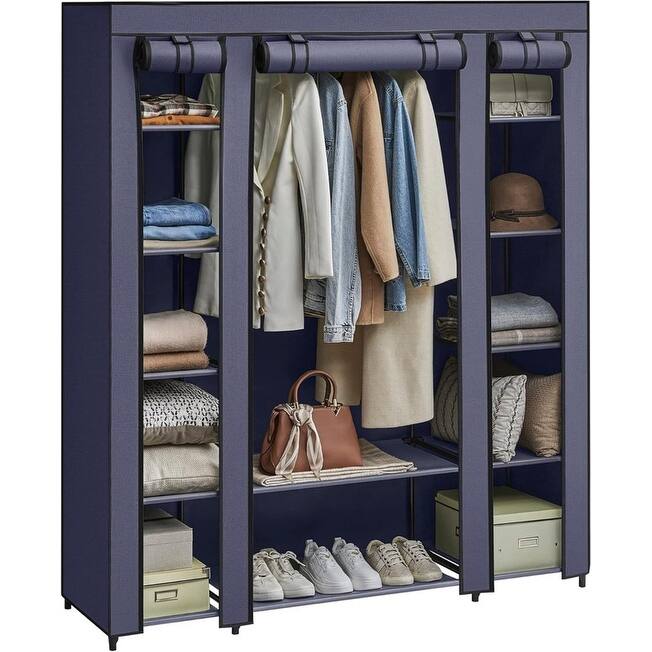 Bedroom Portable Closet with Non-Woven Cover, Clothes Storage Organizer, 59 x 17.7 x 69 Inch