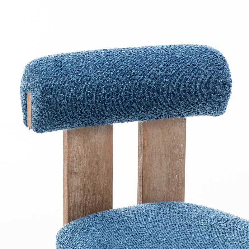 SEYNAR Set of 2 Modern Linen Upholstered Dining Chairs with Bolster Backrest