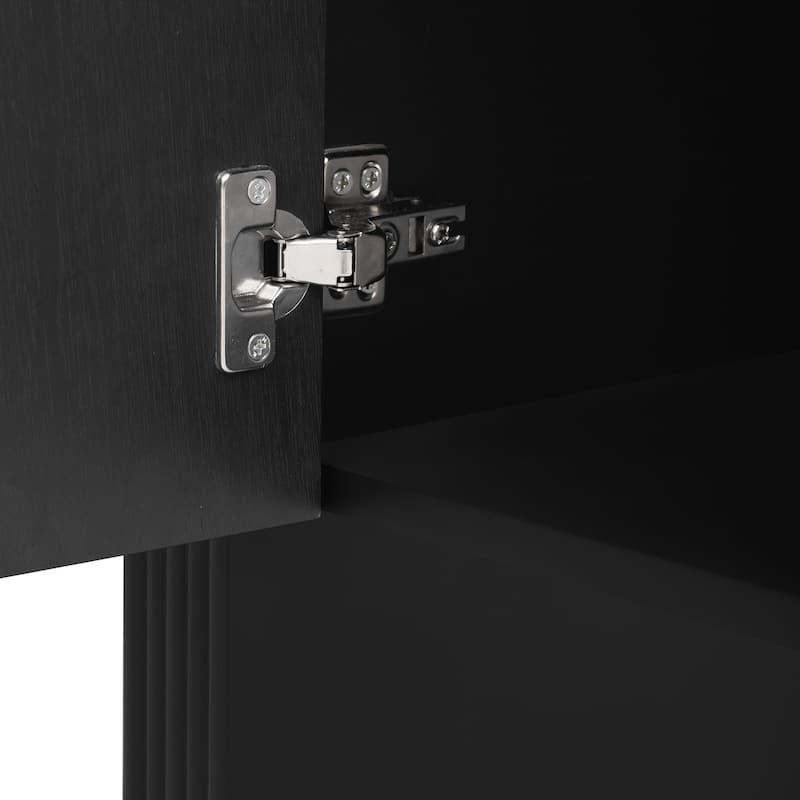 63-Inch Wave-Pattern Console Table with 4 Doors and Adjustable Shelf,Curved design Sofa Table Behind Couch