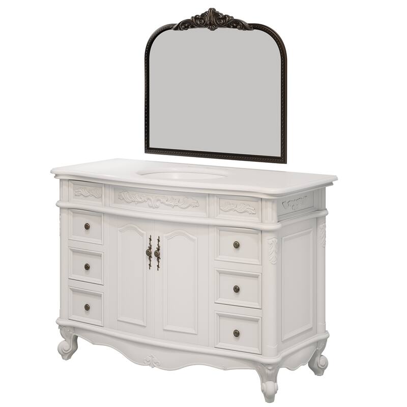 48-Inch British Vintage Solid Wood Bathroom Vanity with Sink – Elegant Antique-Inspired Design