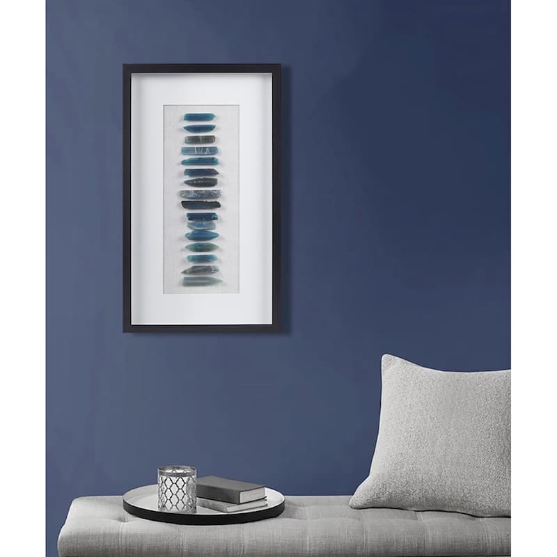 Framed Blue Agate Shadowbox Wall Decor Panel - Black