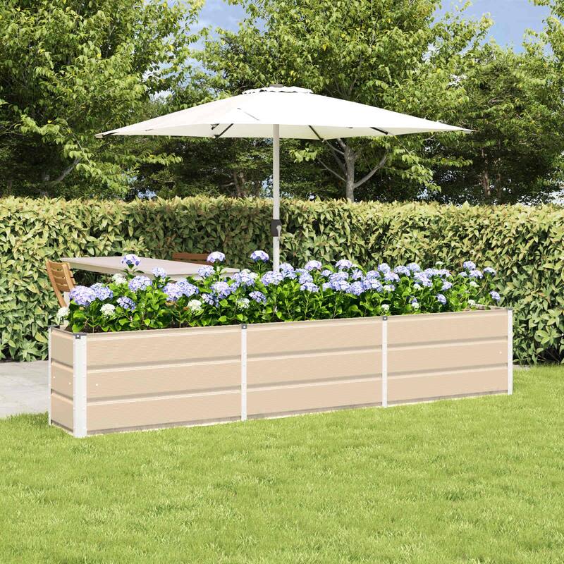 vidaXL Planter in Steel - 39.37 x 15.75 x 17.72" - Off-White - 94.49 x 15.75 x 17.72 in