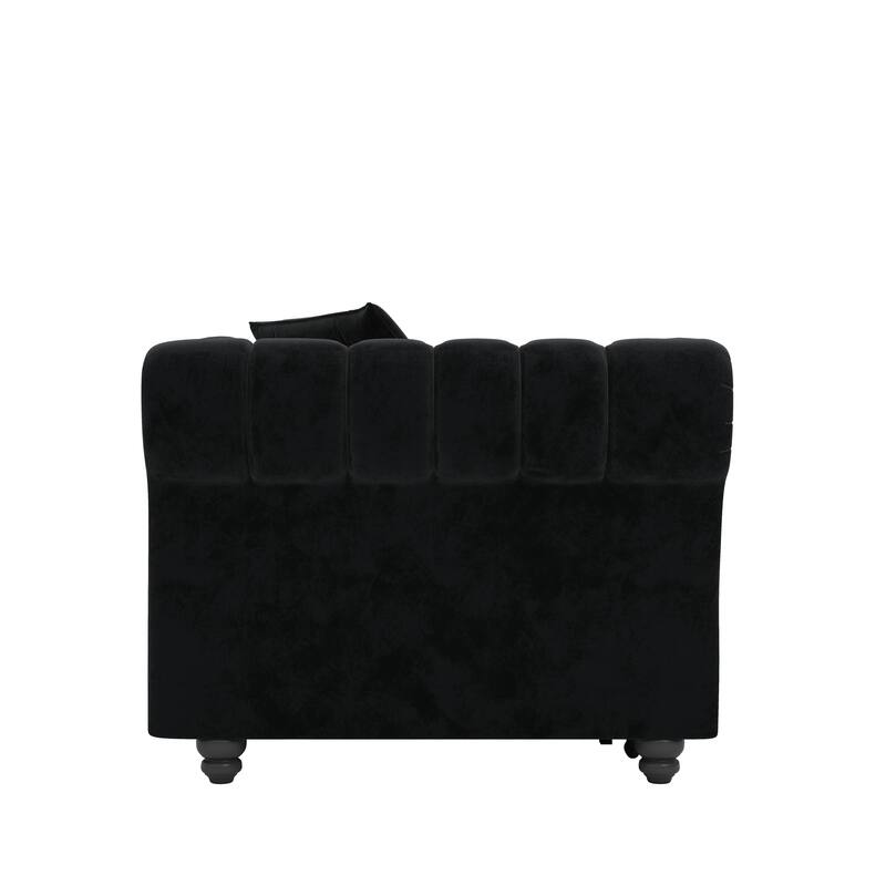 89 " W 3-in-1 Pull-Out Velvet Sofa Bed,3-Seater Convertible King Size Sleeper Sofa with Movable Ottoman