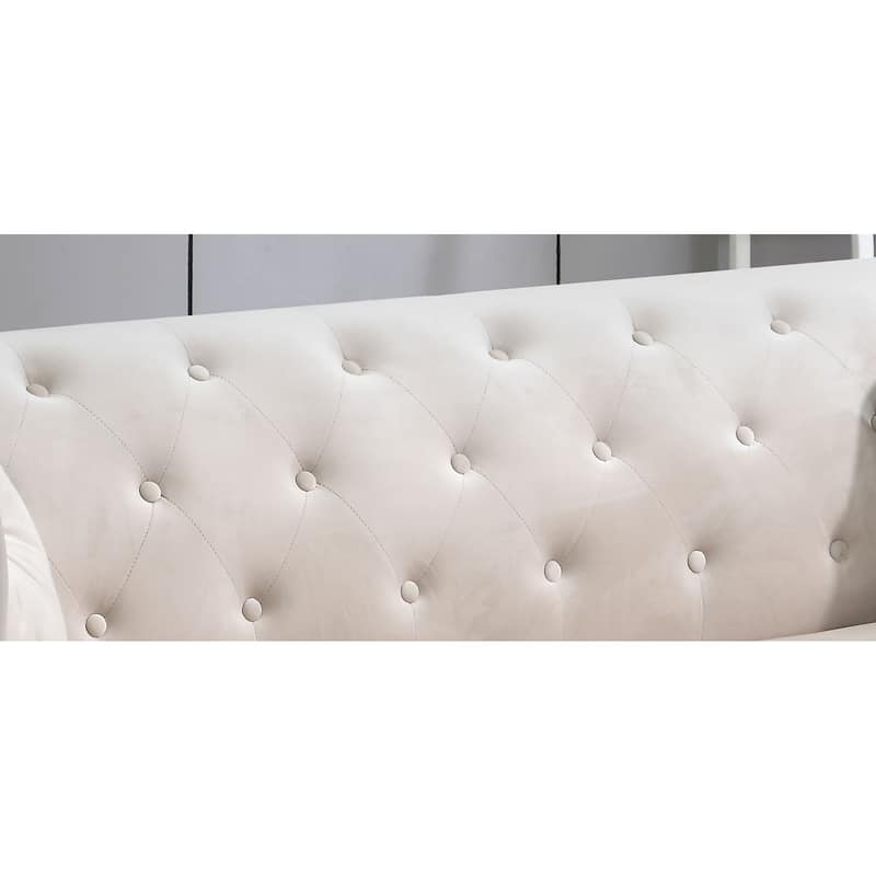 Pompano Velvet Button Tufted Loveseat