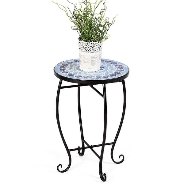 Shop Costway Outdoor Indoor Accent Table Plant Stand Cobalt Blue