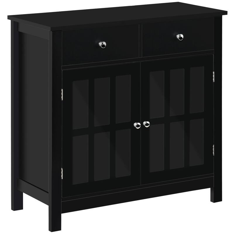 HOMCOM Sideboard Buffet Cabinet, Storage Serving Cabinet with Glass Doors, and Drawers for Kitchen - 31.5"x14"x30"