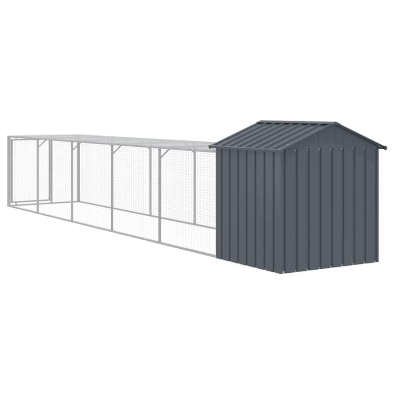 vidaXL Chicken Cage with Run Light Gray/Anthracite multisize Galvanized Steel