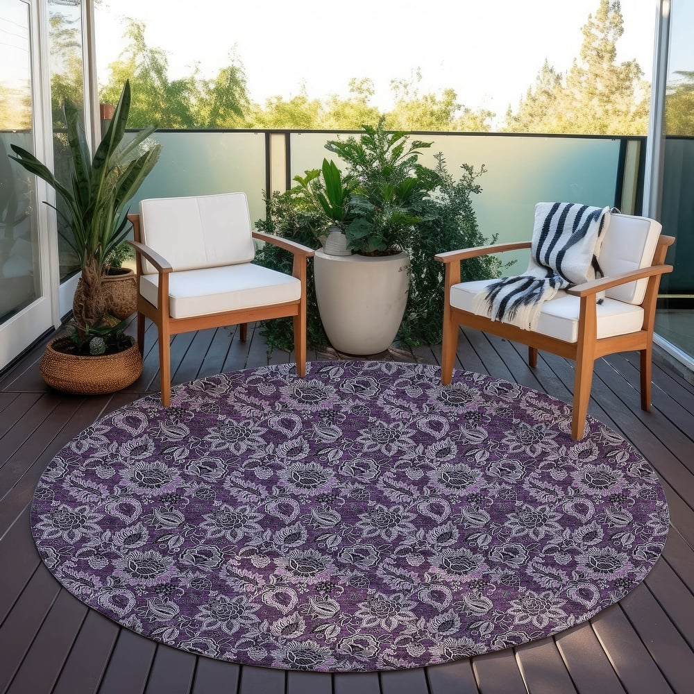 Machine Washable Indoor/ Outdoor Chantille Floral Farmhouse Rug