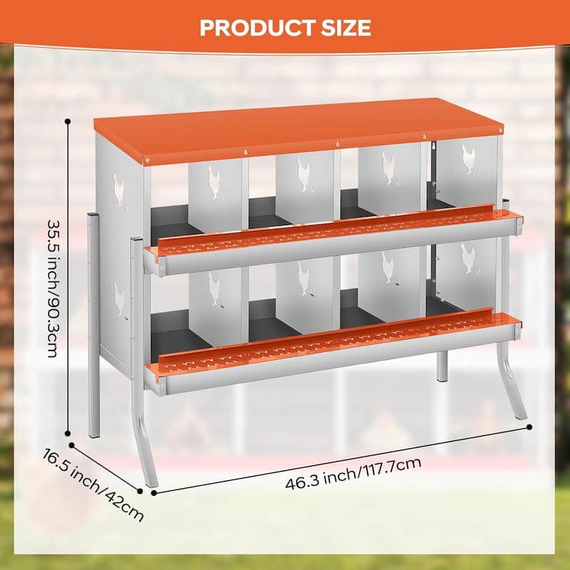 8 Compartment Nesting Box, Chicken Laying Box, with Bracket Legs