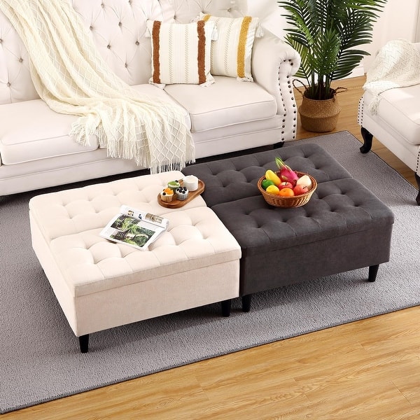 slide 2 of 12, 33 Inch Velevt Lift-Top Storage Ottoman,Footrest Stool
