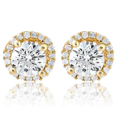 1 Ct Halo Diamond Studs yellow Gold
