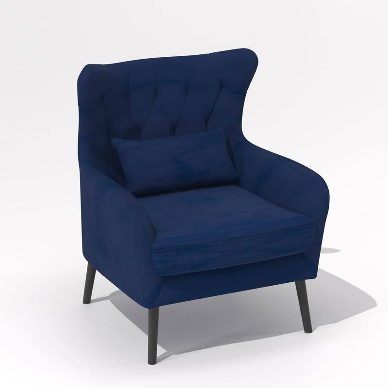 Velvet Tuft Thick Cushion Accent Chair (Set of 2)