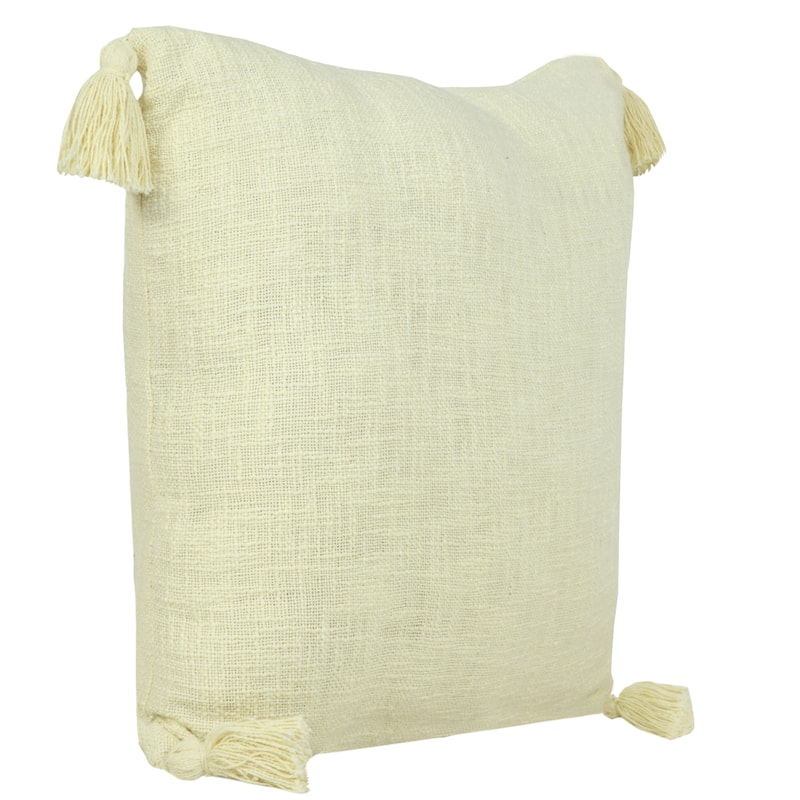 Hand Woven Square Throw Pillow with Tassels - 20" - Lemonade Yellow