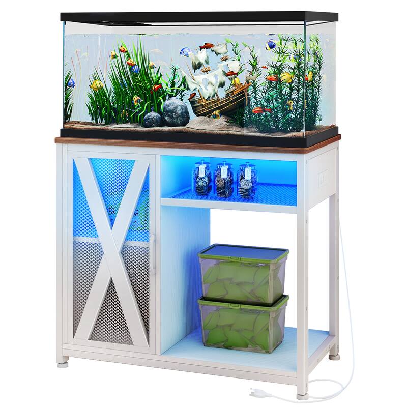 Moasis 50 Gallon Aquarium Stand with Power Outlets & LED Light