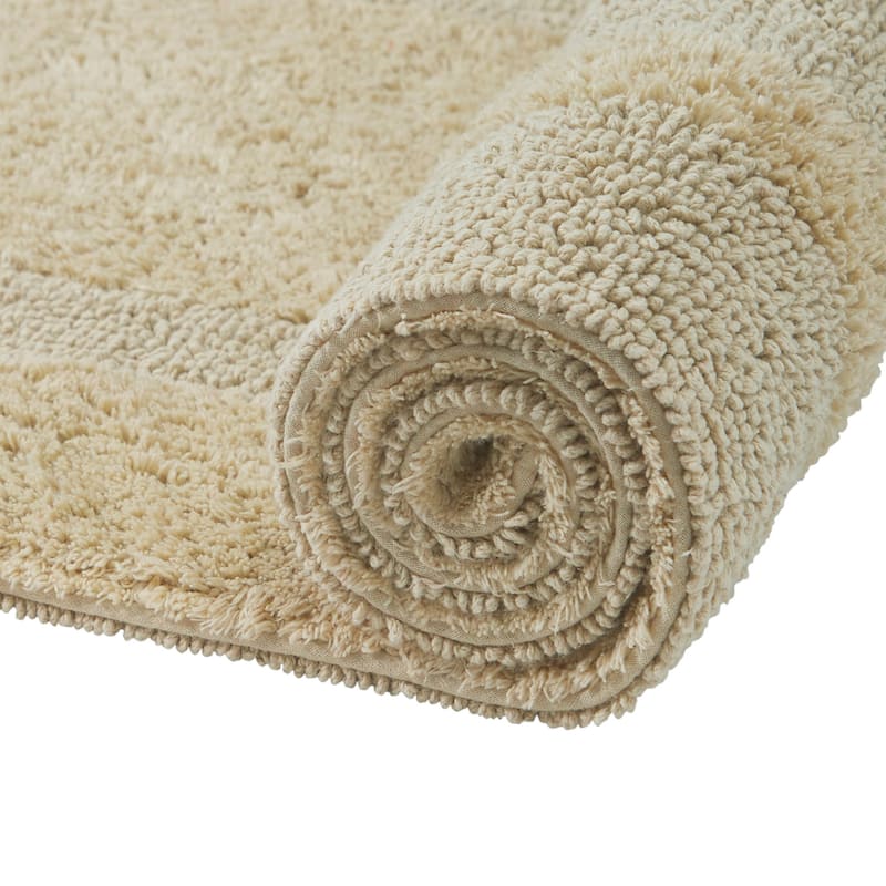 Better Trends Bath Rugs 100% Cotton Reversible Highly Water Absorbent Bathroom Rug for Shower, Sink, Bath Mats - Lux Collection