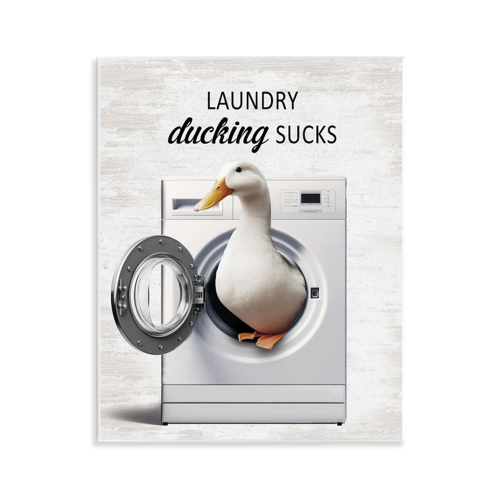 Stupell Funny Laundry & Duck Wall Plaque Art Design By Lettered and Lined