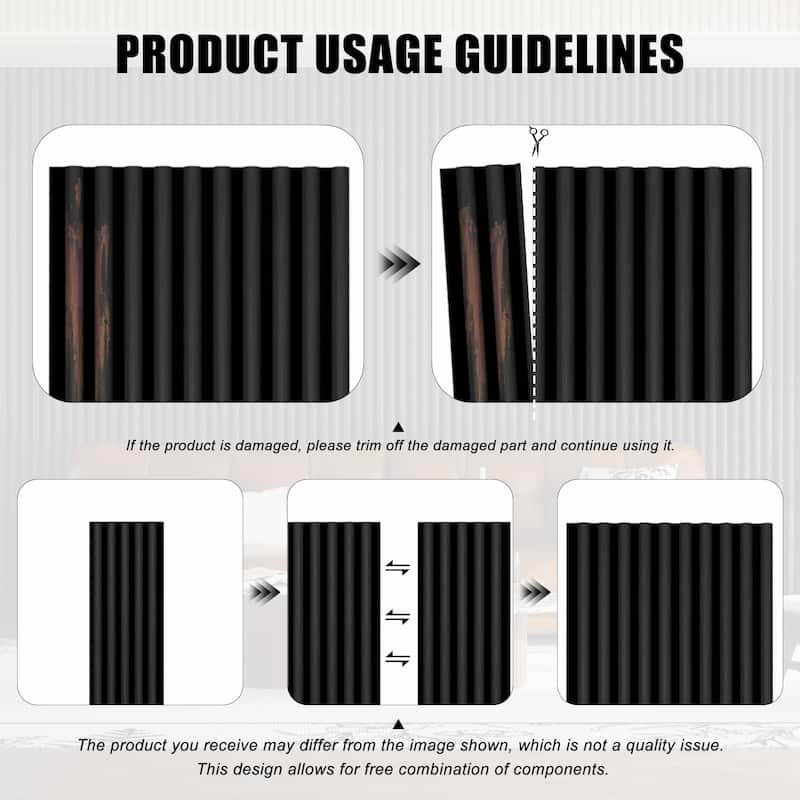 47.3" x 23.6" Half Round Slat Acoustic Wall Panels for Ceiling and Wall Decor, 4-Pack (31 sq ft)