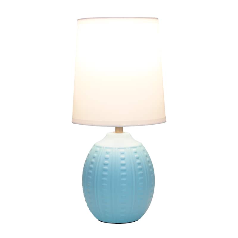Ceramic Oval Table Lamp with Fabric Shade for Bedroom, Living Room - 6 x 6 x 13 in. (L x W x H)