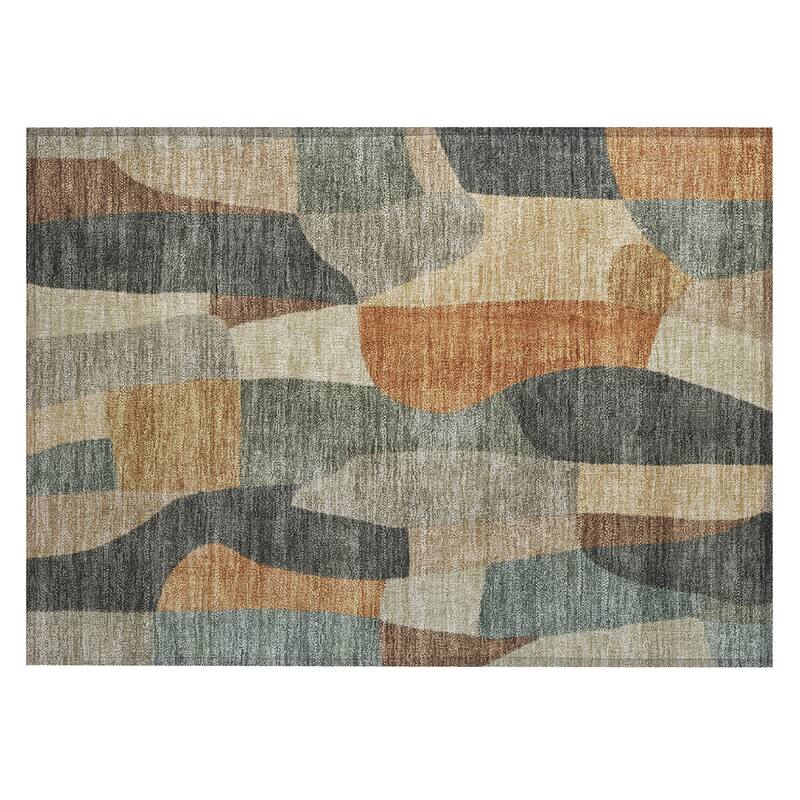 Machine Washable Indoor/ Outdoor Contemporary Layers Chantille Rug